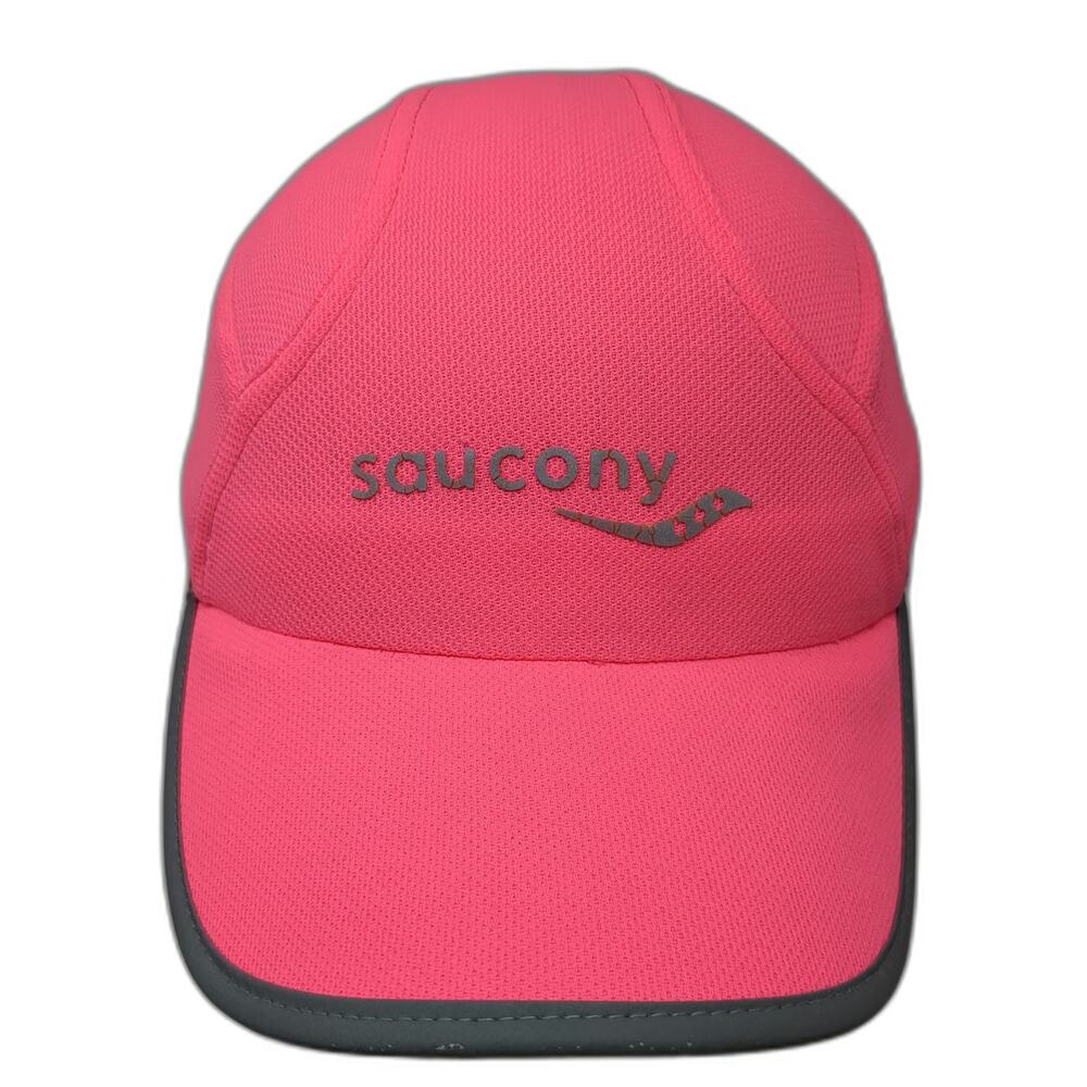 Saucony Baseball Cap Pink One Size Reflective Running Performance Strapback Hat